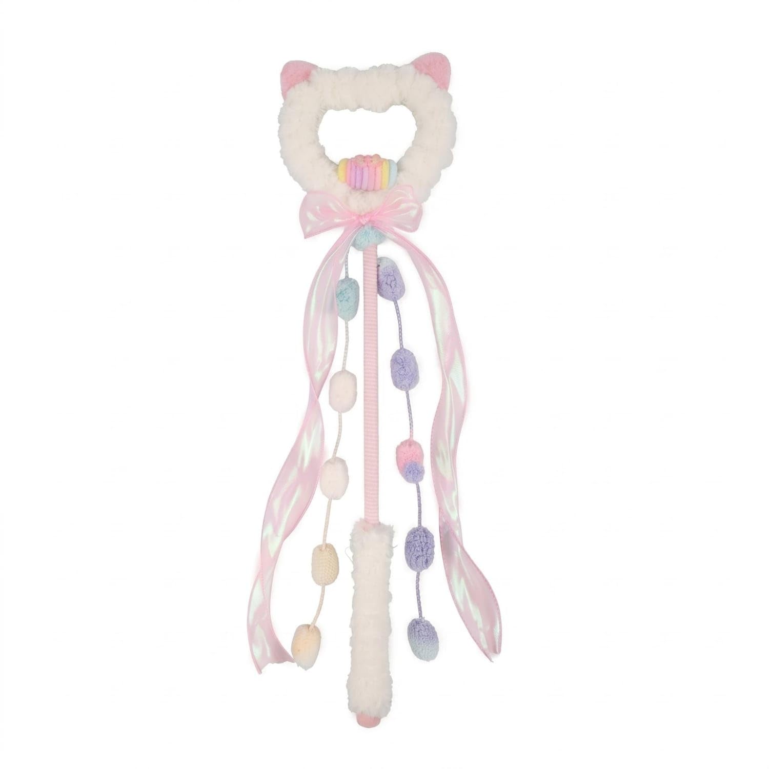 Ecomistiq Lightweight Feline Teaser Wand, White, Heart