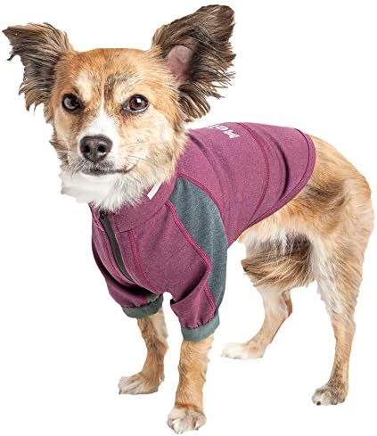 Dog Helios  Eboneflow Mediumweight 4Waystretch Flexible And Breathable Performance Dog Yoga Tshirt, Dark Pink / Grey  Smal