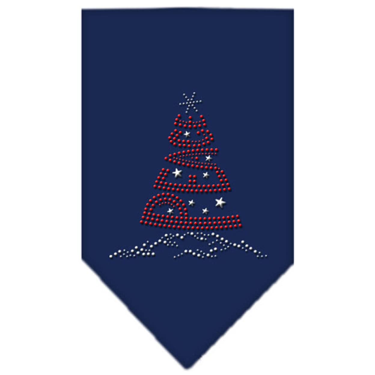 Christmas Pet and Dog Bandana Rhinestone, "Peace Tree" Navy Blue Large