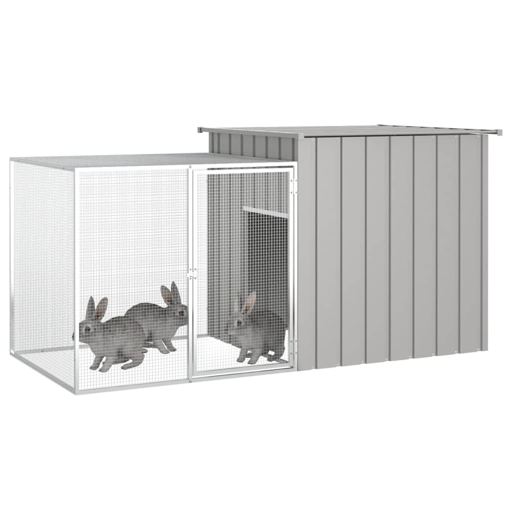 vidaXL Spacious Rabbit Cage - Gray|78.7"x35.8"x39.4"|Secure Housing for Small Pets with Large Gate|Sturdy Galvanized Steel Construction