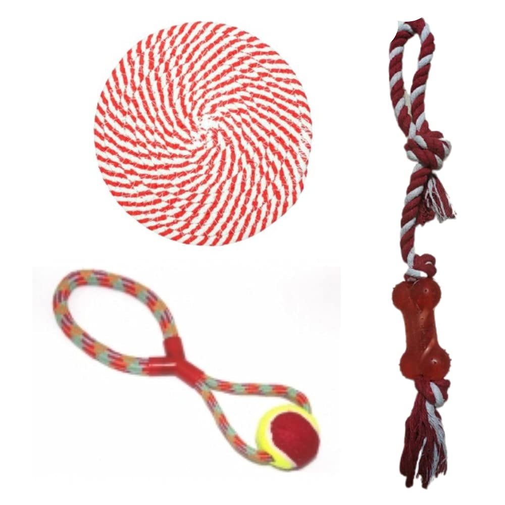 Emily Pets 3 Piece Dog Toy Set Combo,Rope Toys For Dogs,Dog ToysDog Chew ToysPuppy Teething ToysPuppy Chew ToysRope Dog Toy