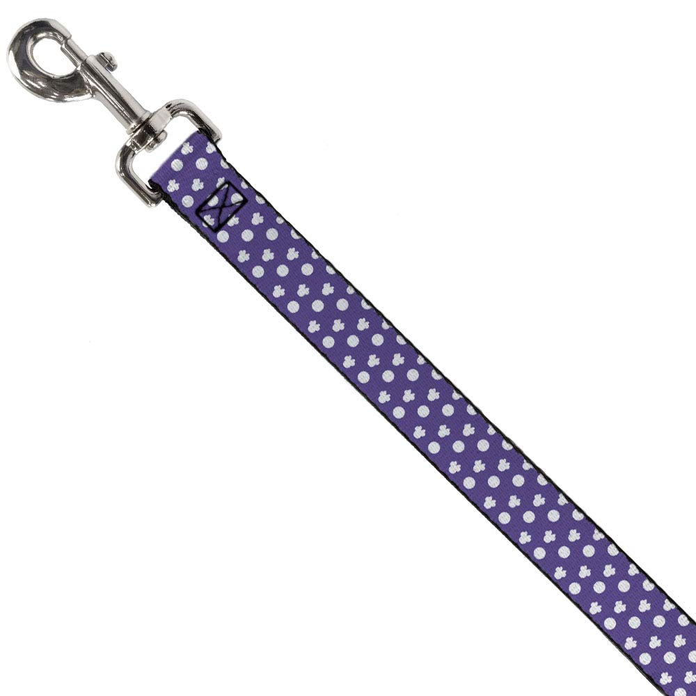 Dog Leash Minnie Mouse Bow Ears Monogram Dots Purple White 4 Feet Long 1.0 Inch Wide