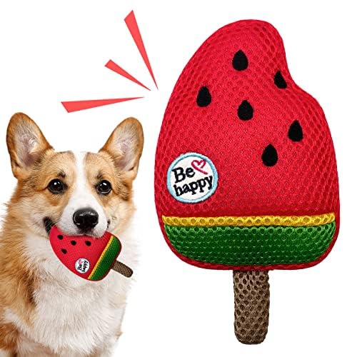 Lepawit Squeaky Dog Toys, Floating Dog Toys With Mesh For Cleaning Teeth, Watermelon Ice Cream Dog Gifts For Small And Medium Do