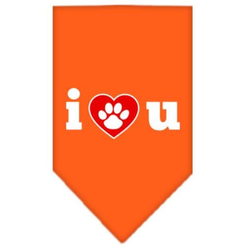 Mirage Pet Products I Love U Screen Print Bandana for Pets, Small, Orange