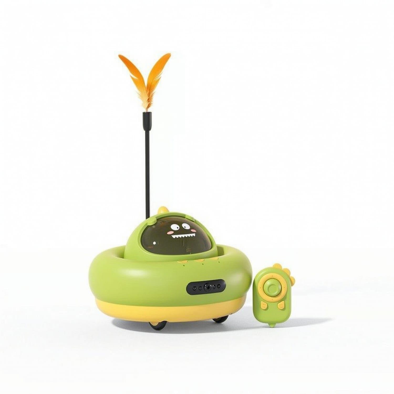 Zoomella Usb Rechargeable Cat Toy With Feather Wand Laser Automated Cat Toy Automatic Electronic For Cats, Kittens, Home, Green,