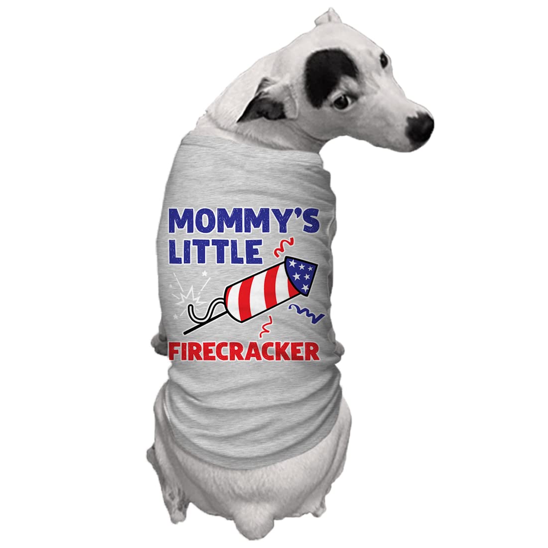 Mommy'S Little Firecracker - Usa Independence Day 4Th Of July Dog Shirt (Light Gray, Small)