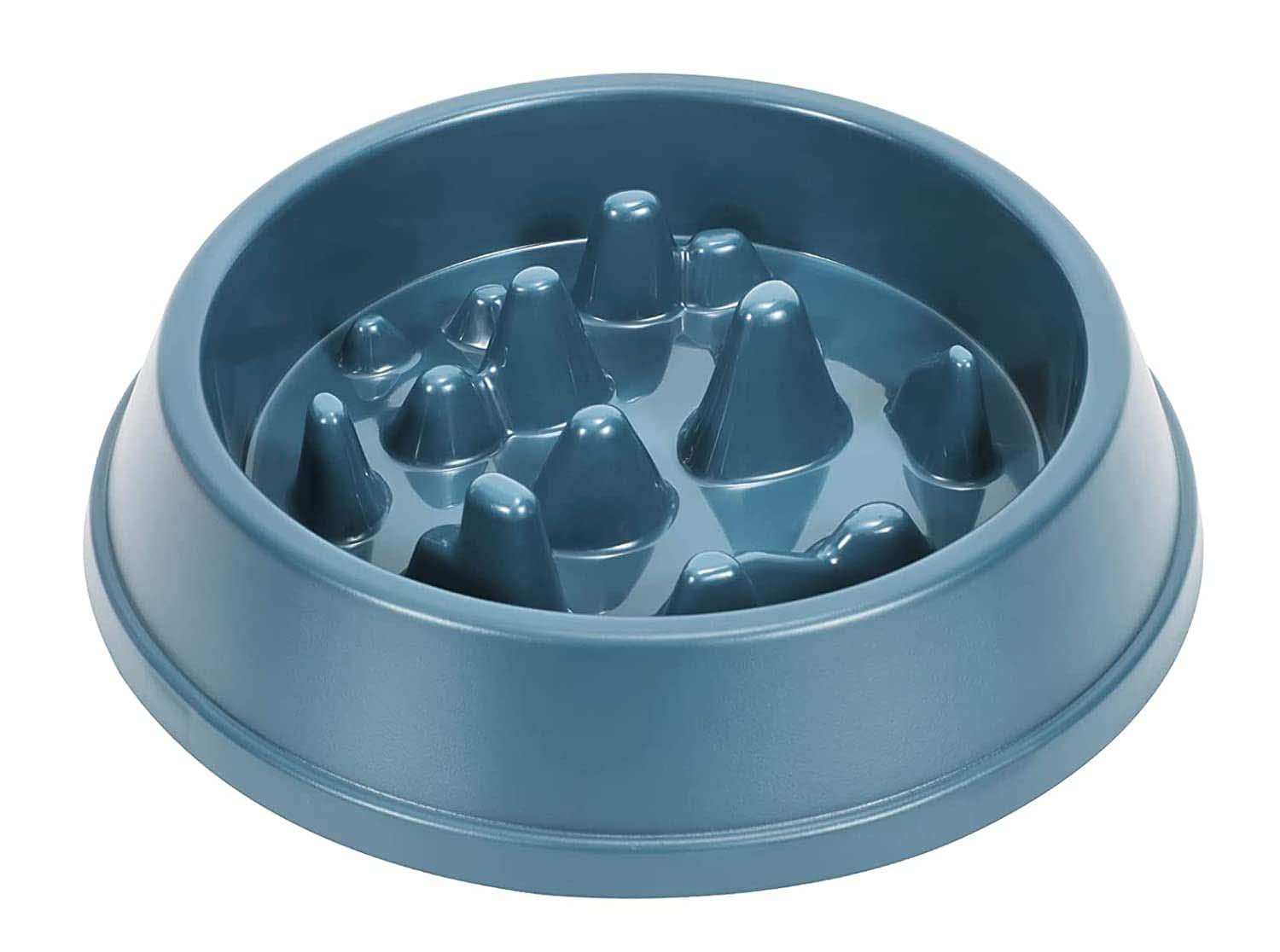 Emily Pets Dog NonSlip Slow Feeder Bowl, Increasing Eating Time Speed And Easy To Clean (Blue)