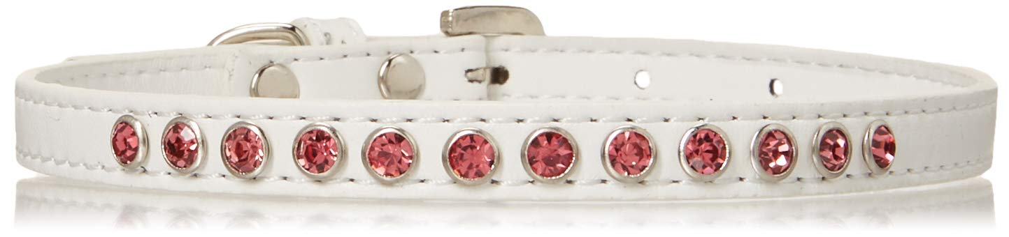 Dog, Puppy & Pet Fashion Collar, "Bright Pink Crystal Rimsets" White 16