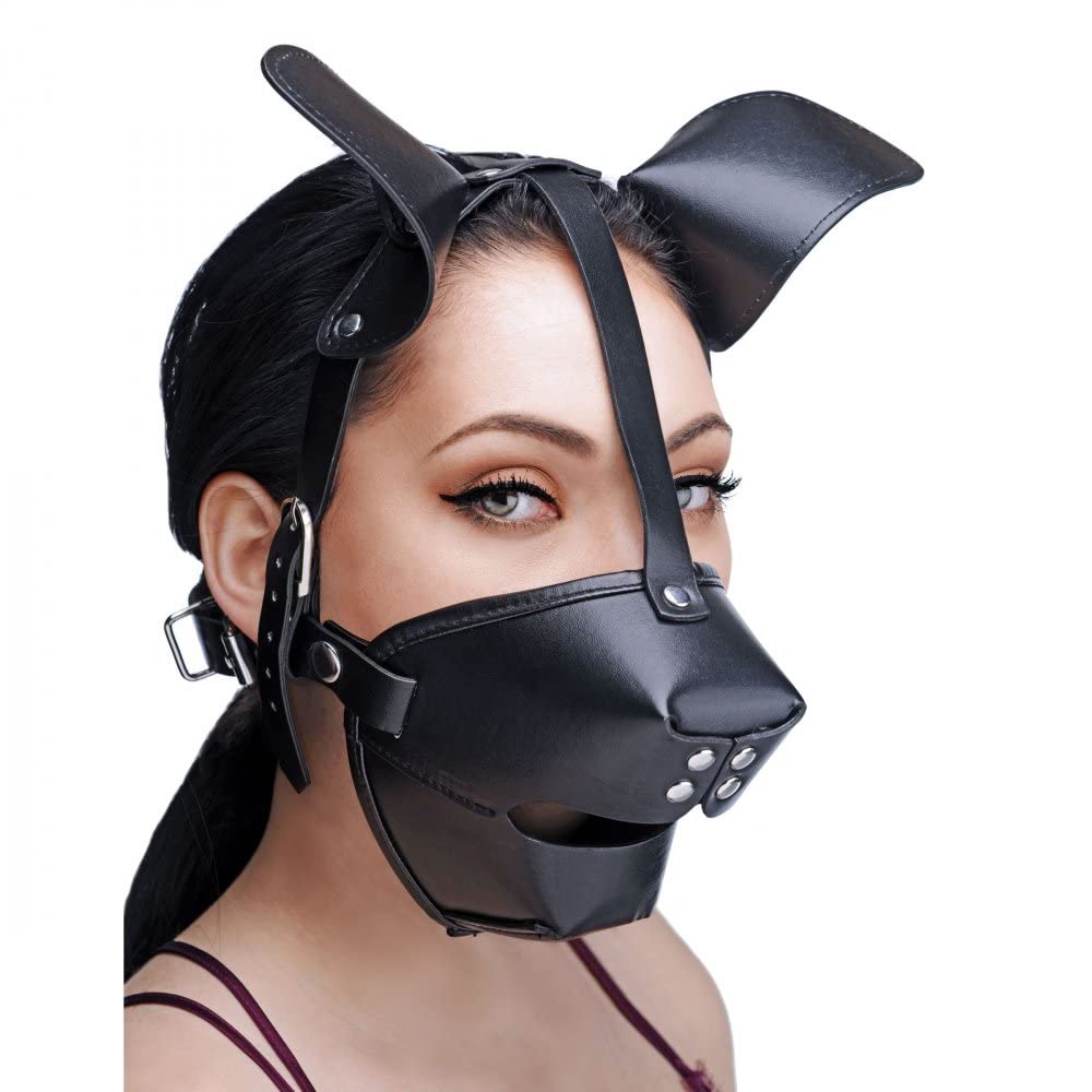 Master Series Pup Puppy Play Hood And Breathable Ball Gag, 0.67 Pound, Black