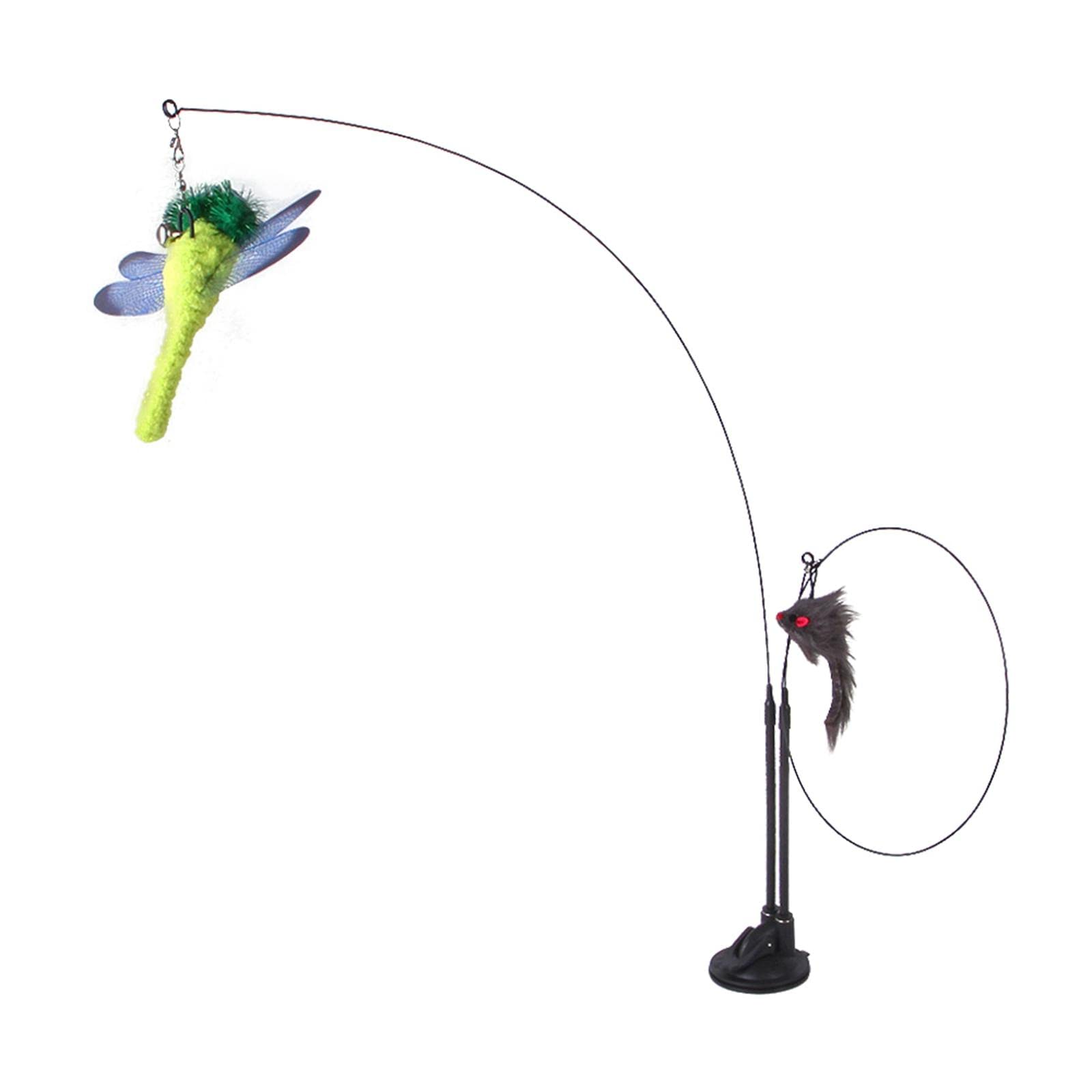Enakshi Cat Feather Wand Toy With Sucker Indoor Cats Training Exercise Scratching Dragonfly And Worm |Pet Supplies | Cat Supplie