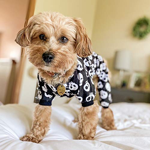 Cutebone Halloween Dog Pajamas Costume Skull Shirt Jumpsuit Pet Bodysuit For Medium Doggie Onesies P11M