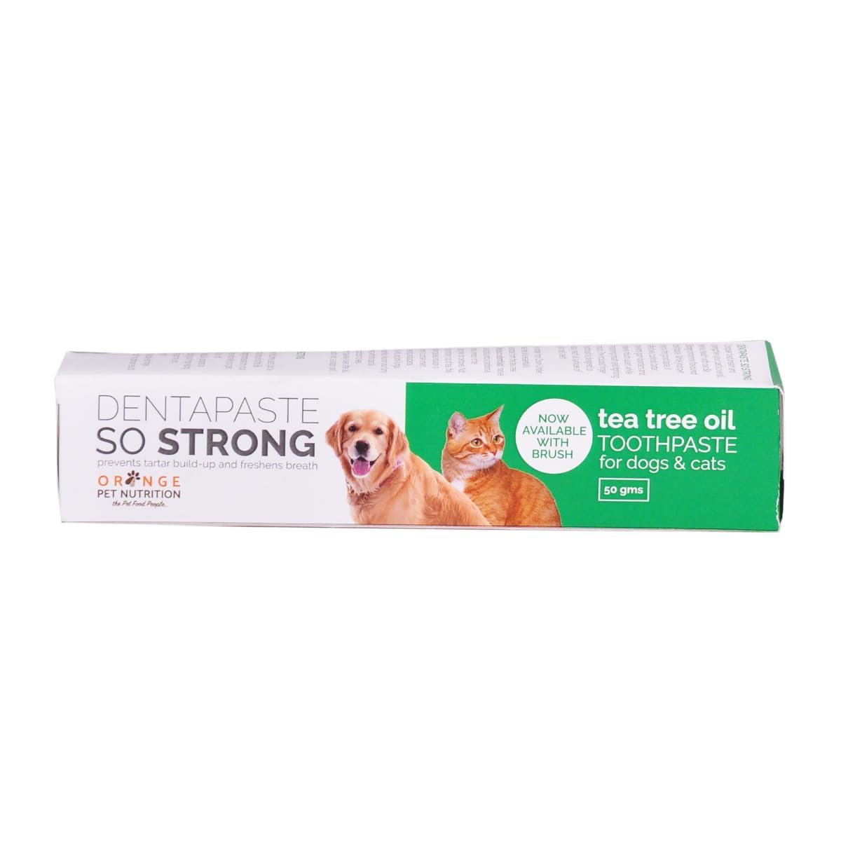 Orange Pet Nutrition Tea Tree Oil Dental Care Dentapaste For Dogs & Cats - 50Gm Toothpaste With Brush - Fresh Breath, Tartar Con