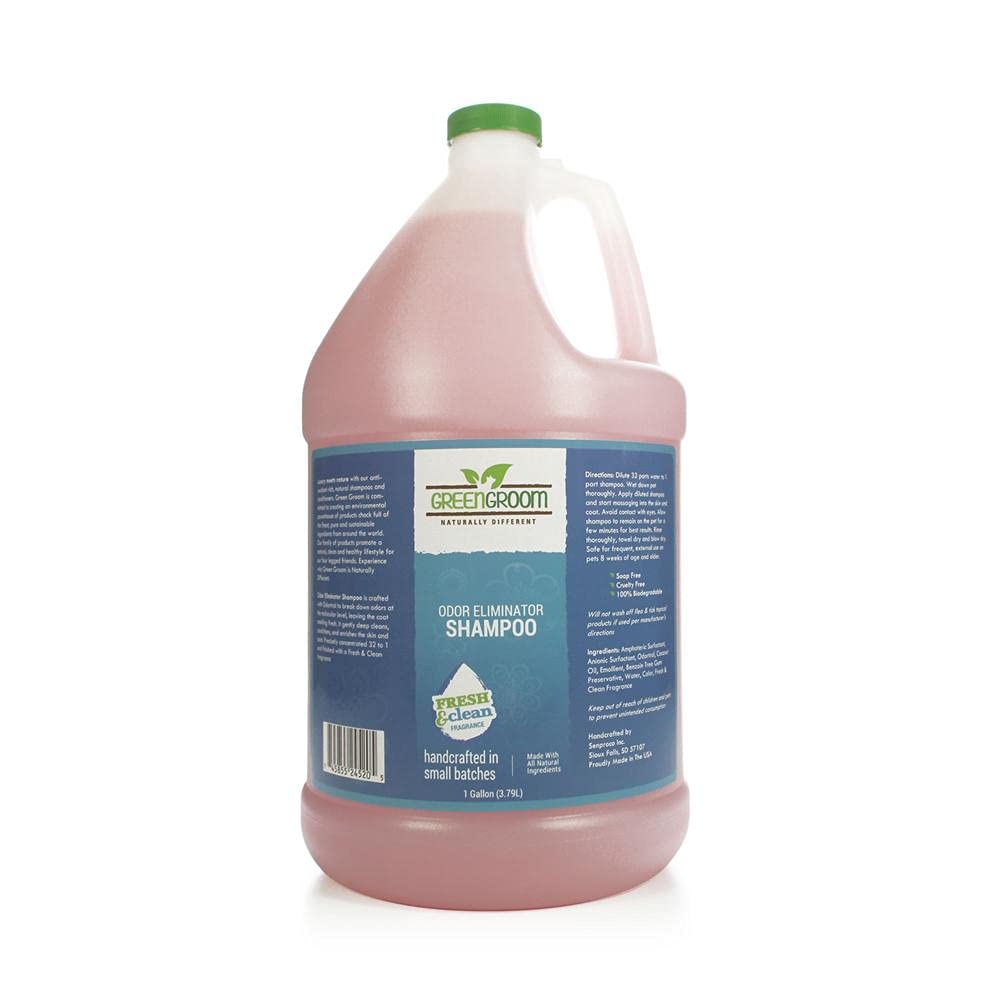 Green Groom Odor Eliminator Dog Shampoo, 1 Gallon - Crafted With Odortrol, All Natural Ingredients, Antioxidant Rich, Eliminates Smelly Pet Odors, Powerful Deodorizing Formula, Professional Grade