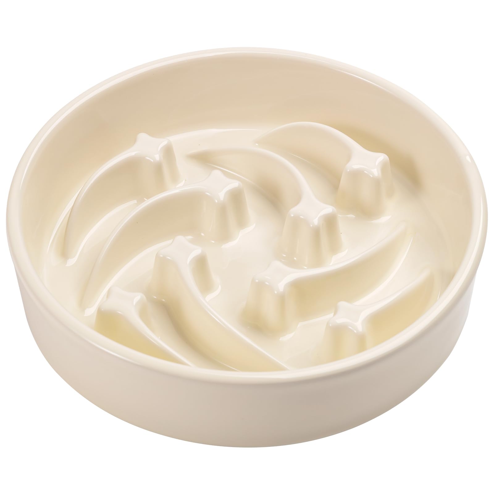 8.26 in Milk White Dog Bowl Slow Feeder Ceramic for Medium and Large Breed,Pet Feeding Dog Food Water Dish Heavy Weighted,Puppy 