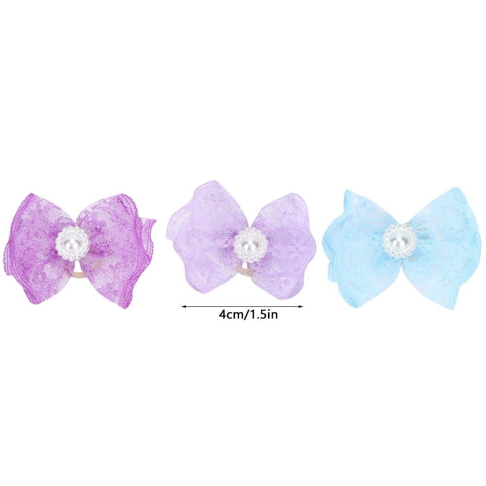 Maxmartt 20Pcs Pet Bowknot, Multicolor Hair Lace Bowknot Bows Grooming Accessories For Cat Medium Small Dog