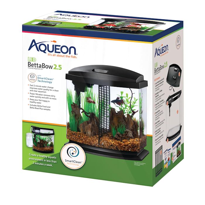 Aqueon 00800198: Aquarium Kit BettaBow Led Blk 2.5G