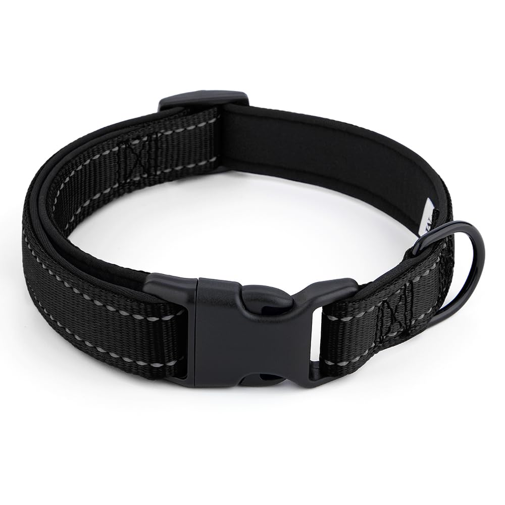 Petz R Us Reflective Nylon Dog Collar  Stylish, Durable, And Built For Safety  Black  S