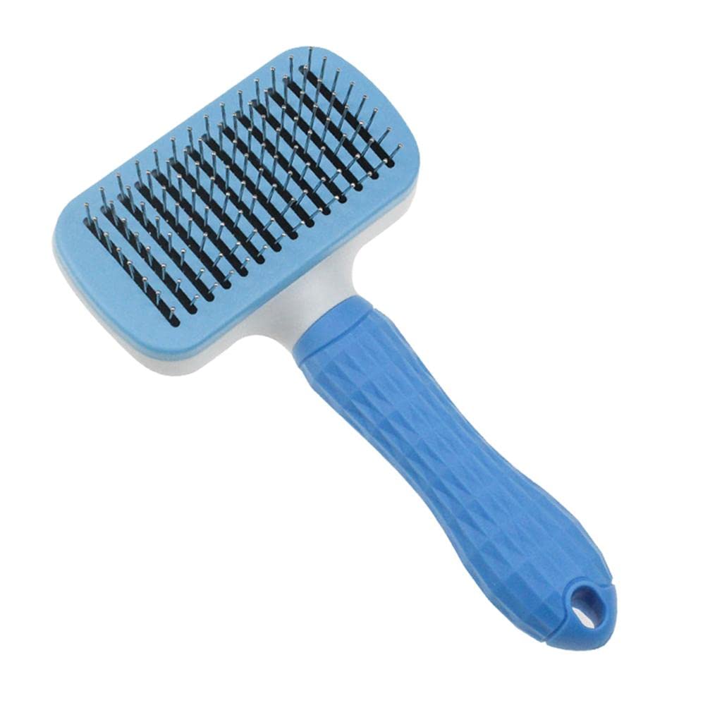 MYADDICTION Pet Slicker Brush Hair SelfCleaning Shedding Grooming Comb Massager Blue