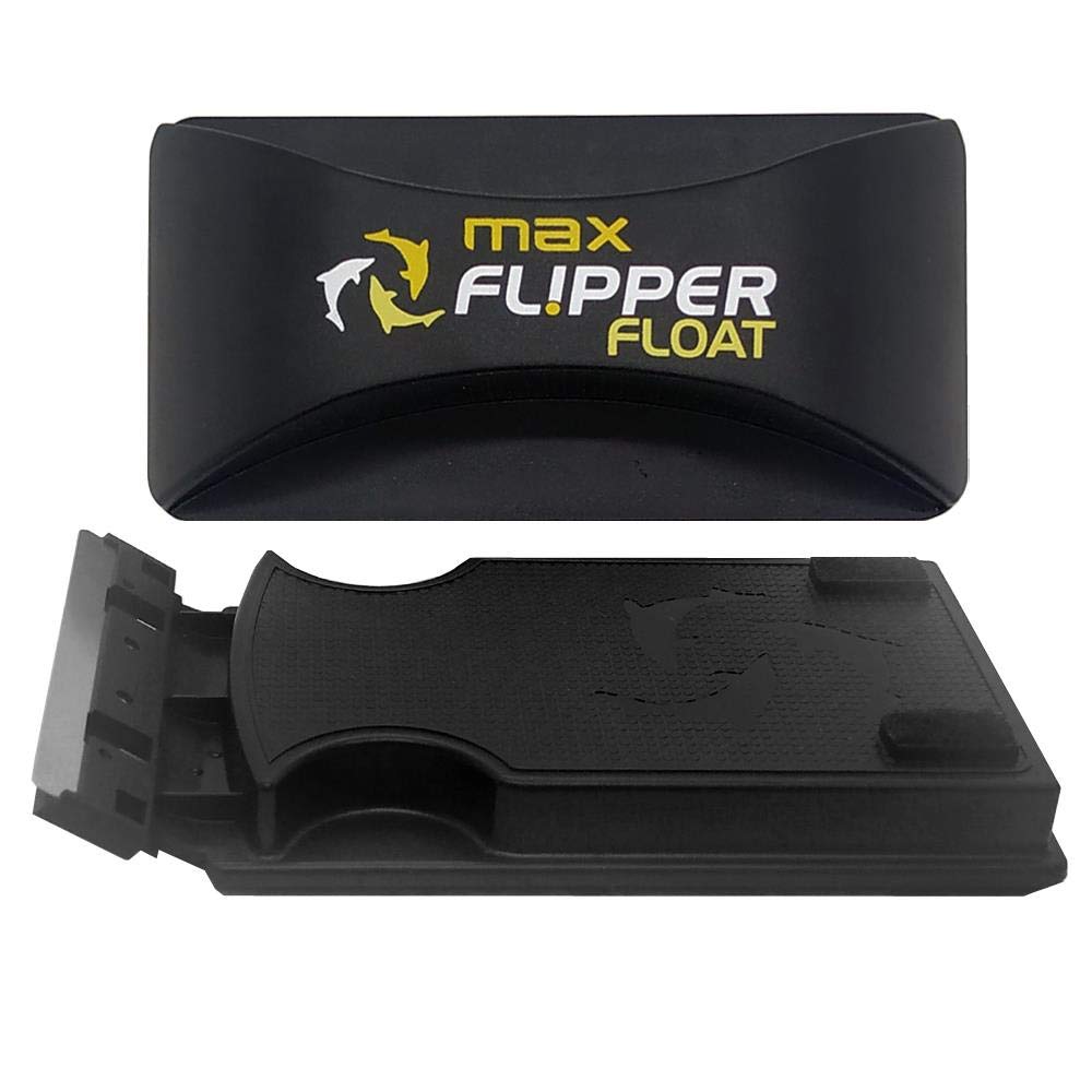 Fl!Pper Flipper Cleaner Float - 2-In-1 Floating Magnetic Aquarium Glass Cleaner - Fish Tank Cleaner - Scrubber & Scraper Aquarium Cleaning Tools - Floating Fish Tank Cleaner, Max