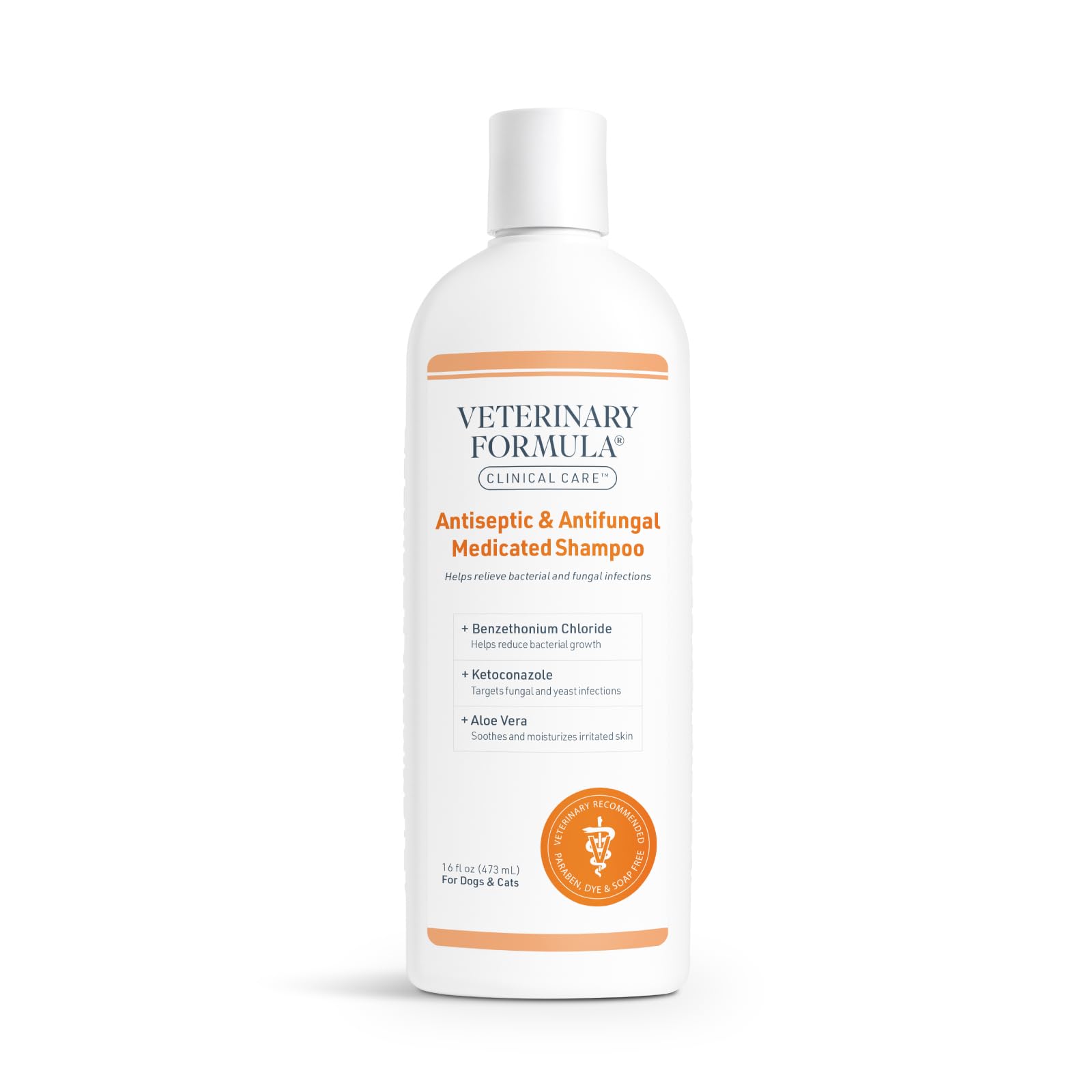 Veterinary Formula Clinical Care Antiseptic And Antifungal Medicated Shampoo For Dogs & Cats, 16 Fl Oz – Helps Alleviate Scaly, Greasy, Red Skin – Paraben, Dye, Soap-Free (1 Pack)