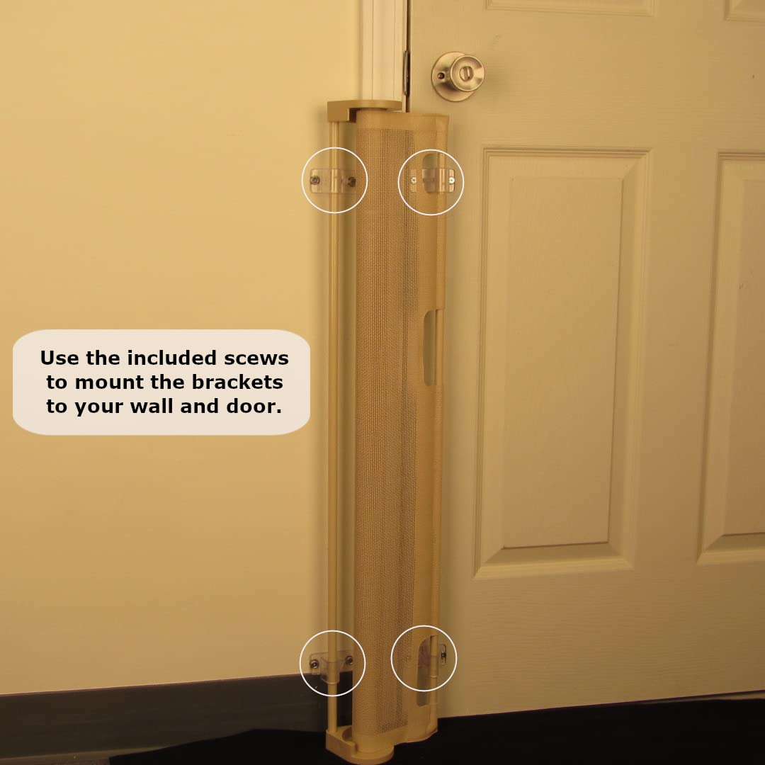 Bow Wow Barrier 28” White By Smart Retract: Retractable Door Barrier For Pets