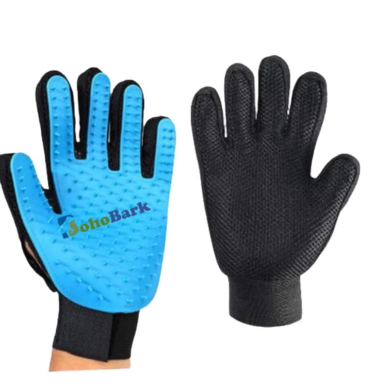 Bohobark Pet Grooming Deshedding Brush Gloves Bathing Tool For Cats & Dogs,(Sky Blue)