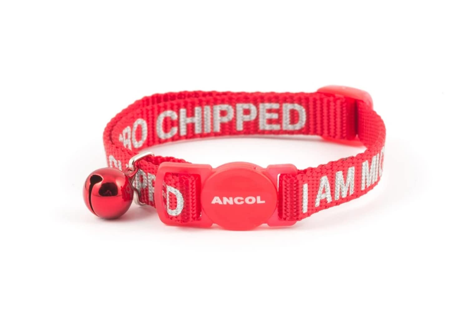 Ancol I Am Microchipped Cat Collar With Safety Buckle, Red
