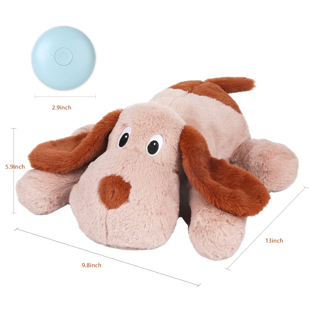 WEOK Puppy Heartbeat Toy, Plush Anxiety Relief for Dogs & Cats, Brown