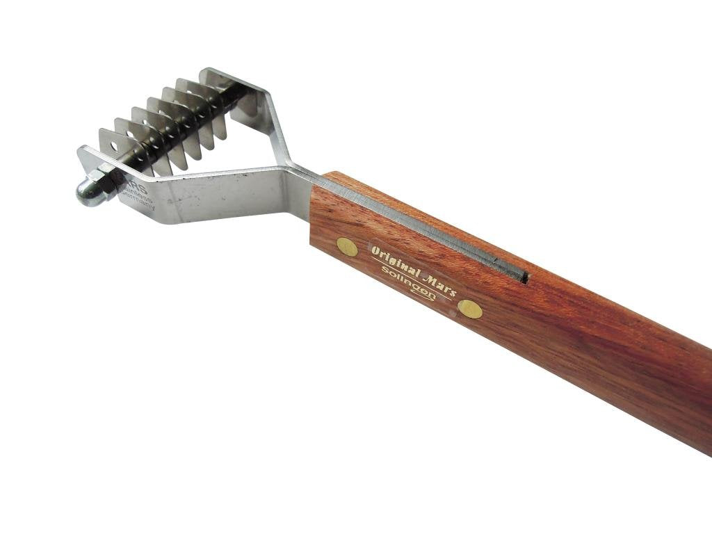 Mars Coat King De-Matting Rake Tool for Dogs & Cats, 6-Blade Stainless Steel, Wooden Handle, Model ZC515 17, Original Size