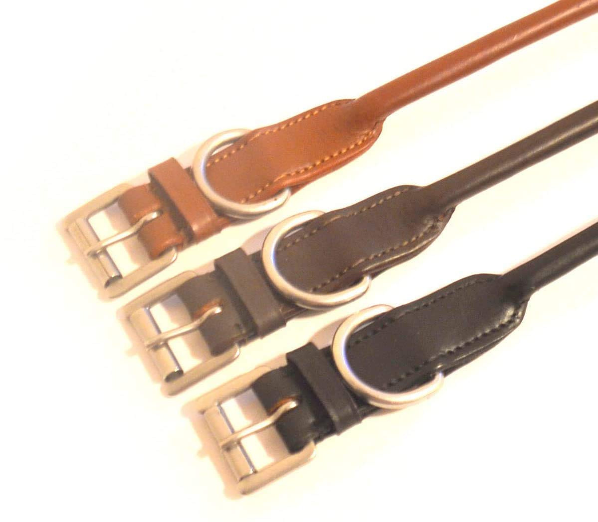 Sie Rolled Leather Dog Collars (10'', Black)