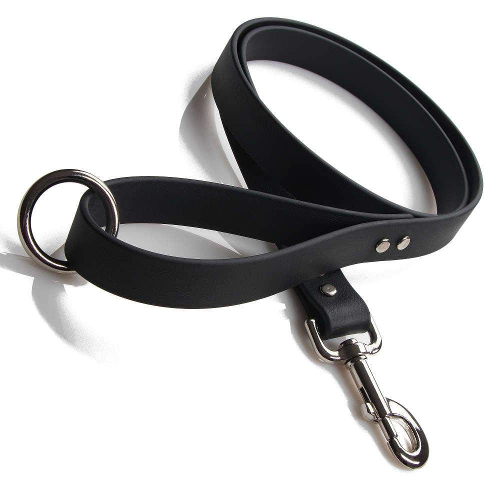 Mendota Pet Durasoft Imitation Leather Snap Lead - Dog Leash - Made in The USA - Black, 1 in x 4 ft