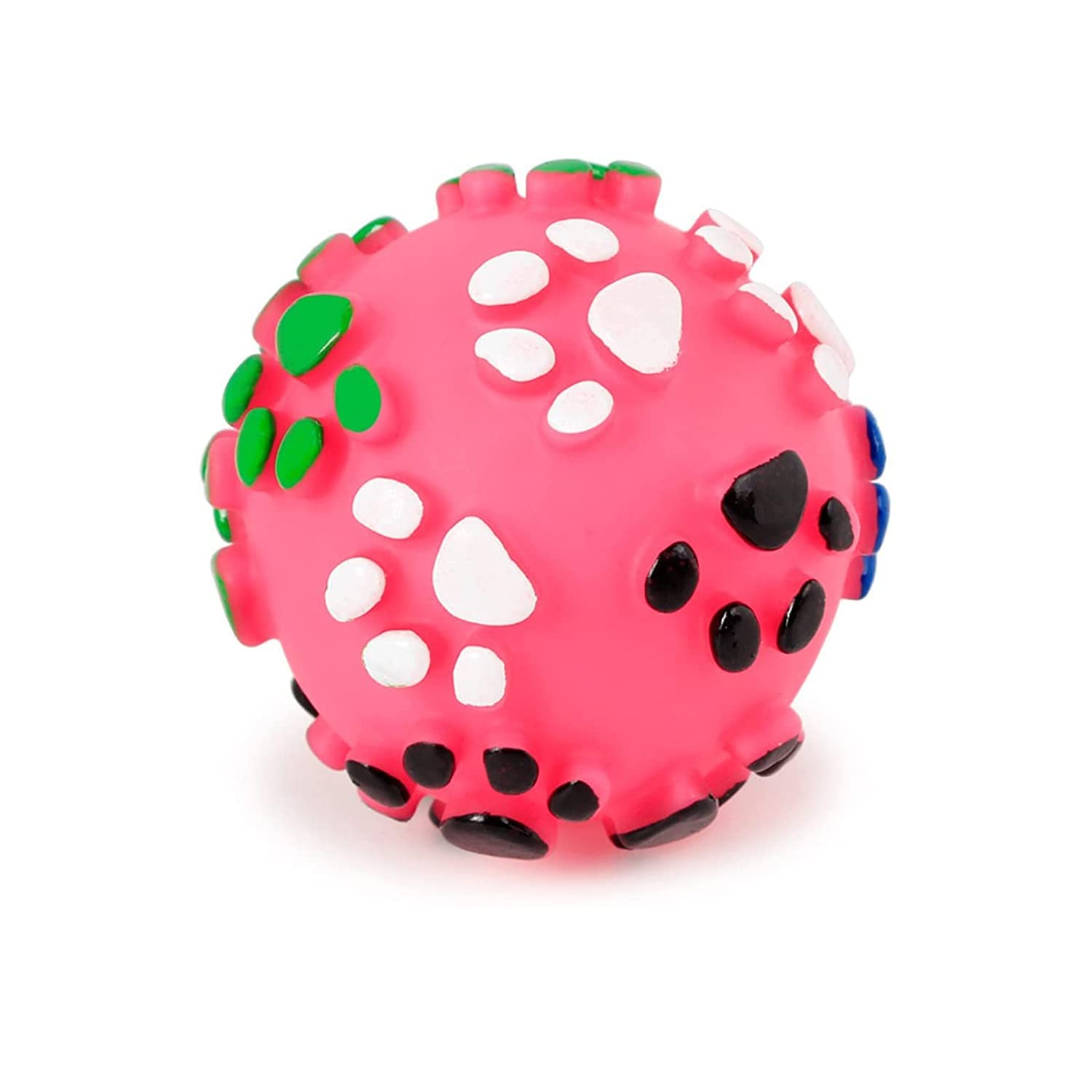 Dog Trust Squeaky Toys For Puppy,Paw Design Ball Shaped Teething, Dog Chew Christmas Small Dogs Squeaker Latex Rubber Soft Ball 