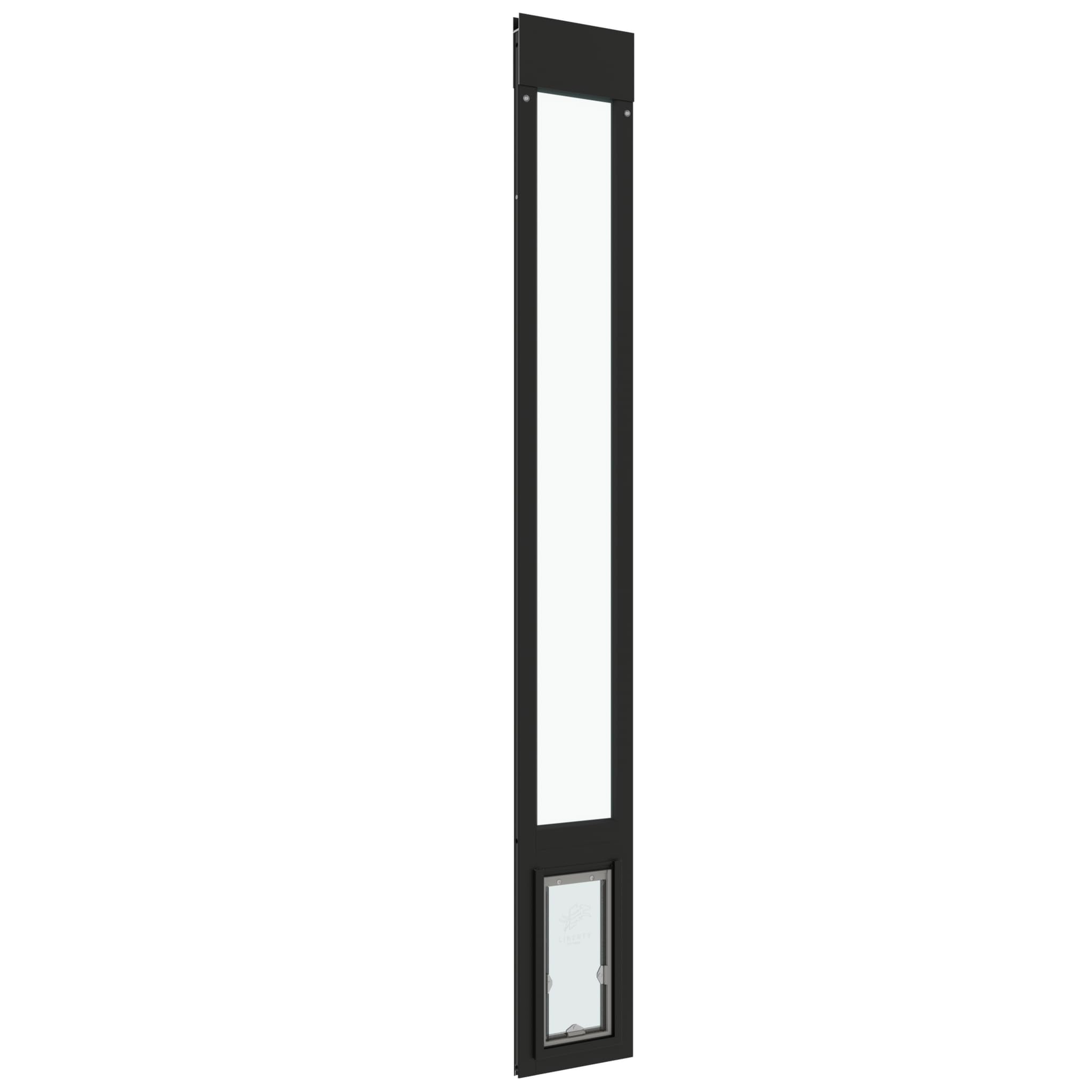 Liberty Pet Door For Sliding Glass Door | Aluminum Frame With Closing Cover | For Home & Rentals | Clear Glass | Black, Small Fl