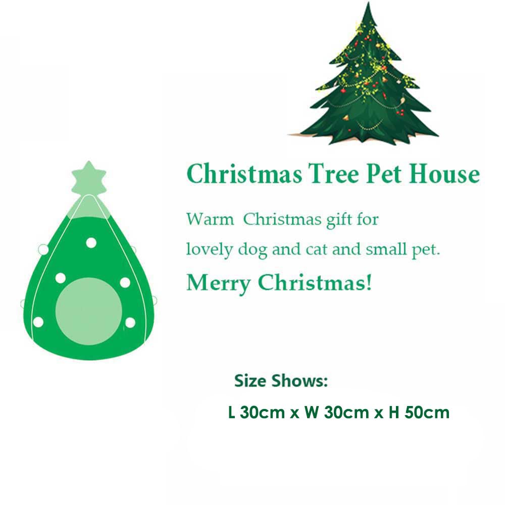 Christmas Cat Beds, Christmas Tree Cat Beds House, Portable Indoor Cat Igloo Xmas Bed Cave for Small Dogs and Small Animals, Gre