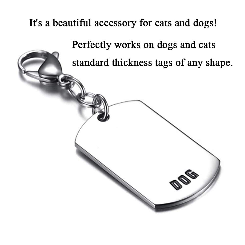 Ivia Dog Tag Clips / 316 Stainless Steel Lobster Buckle With Rings For Cat& Dog Collars And Necklace(4 Pack Silver)