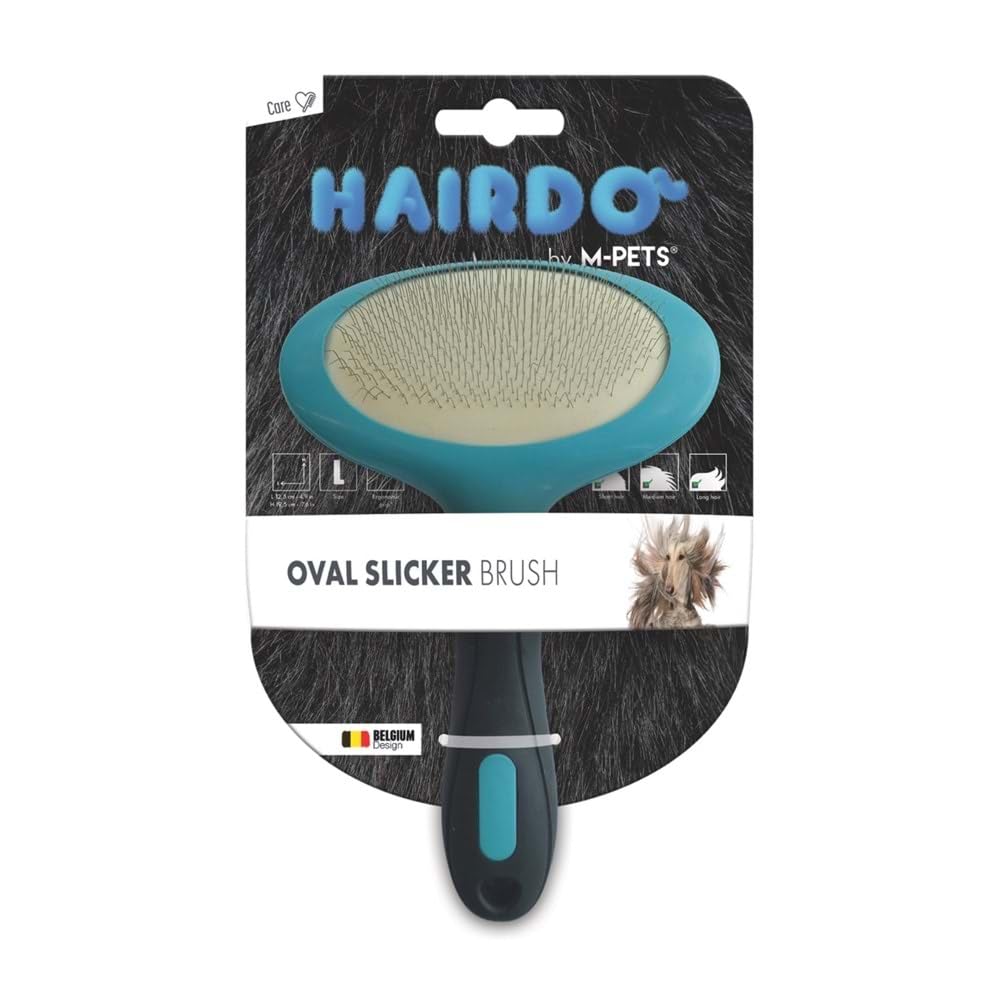 MPets Oval Slicker Brush  Black, Blue (Large)