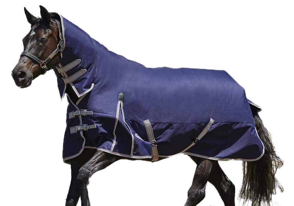 Weatherbeeta Comfitec Essential Combo Neck Medium Horse Blanket, Navy/Silver/Red, 60'