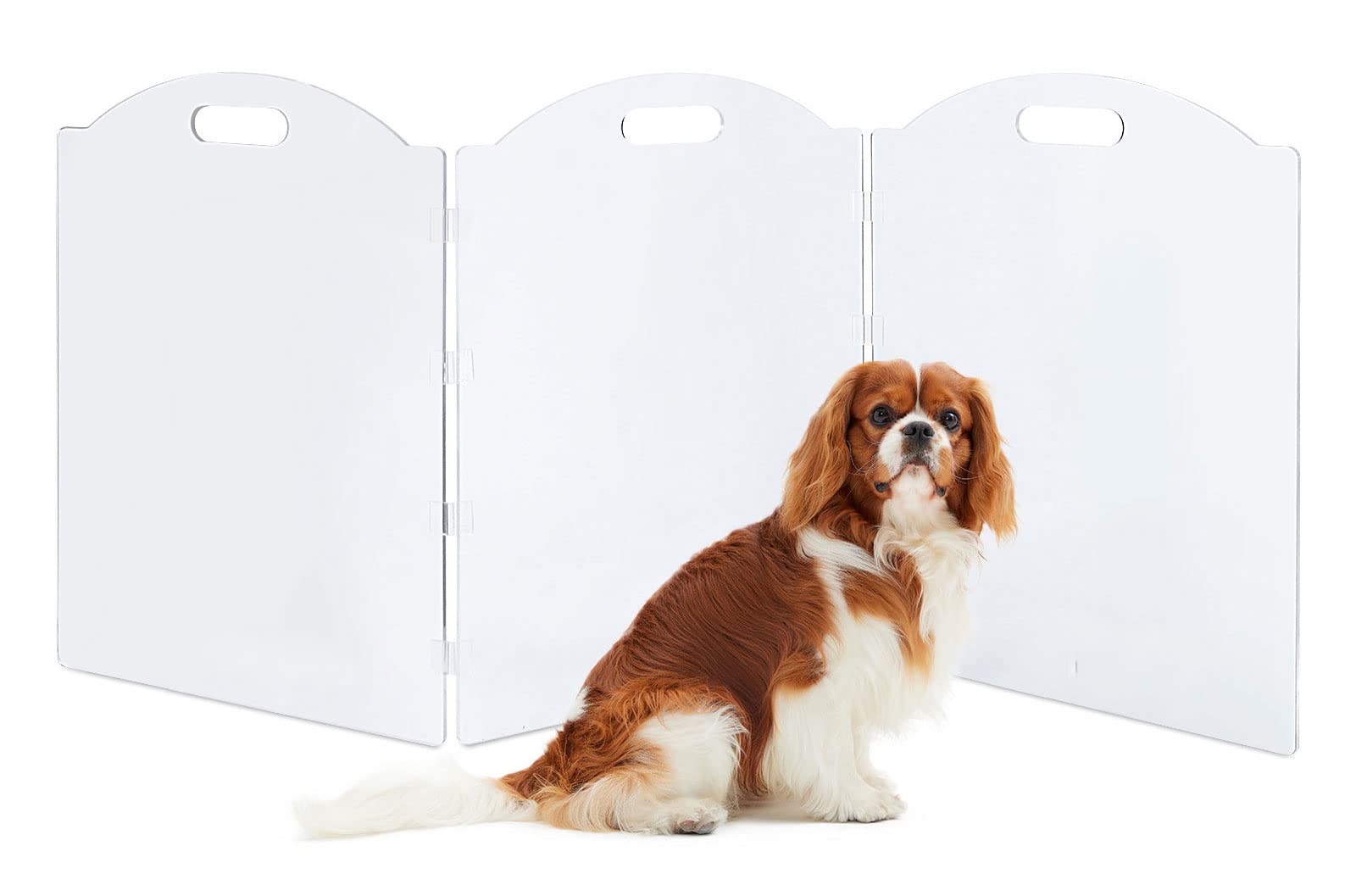 Clear Acrylic Freestanding Dog Gates for The House - Folding 3-Panel Pet Gates for Doorways, Indoor Stairs, and Hallways, Transp