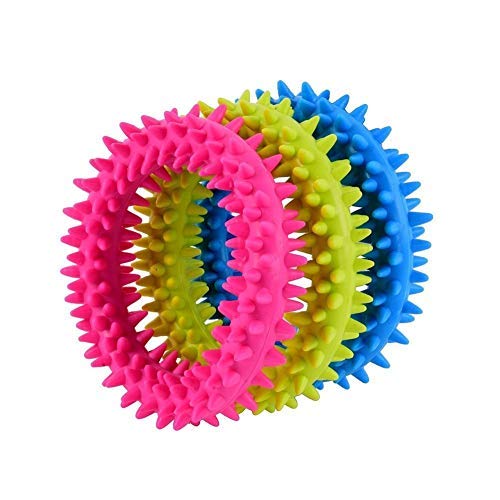 Psk Pet Mart Curvy Ring Colorful Rubber Dental Teething Chew Dog Puppy Toy (1 Piece) Color May Vary