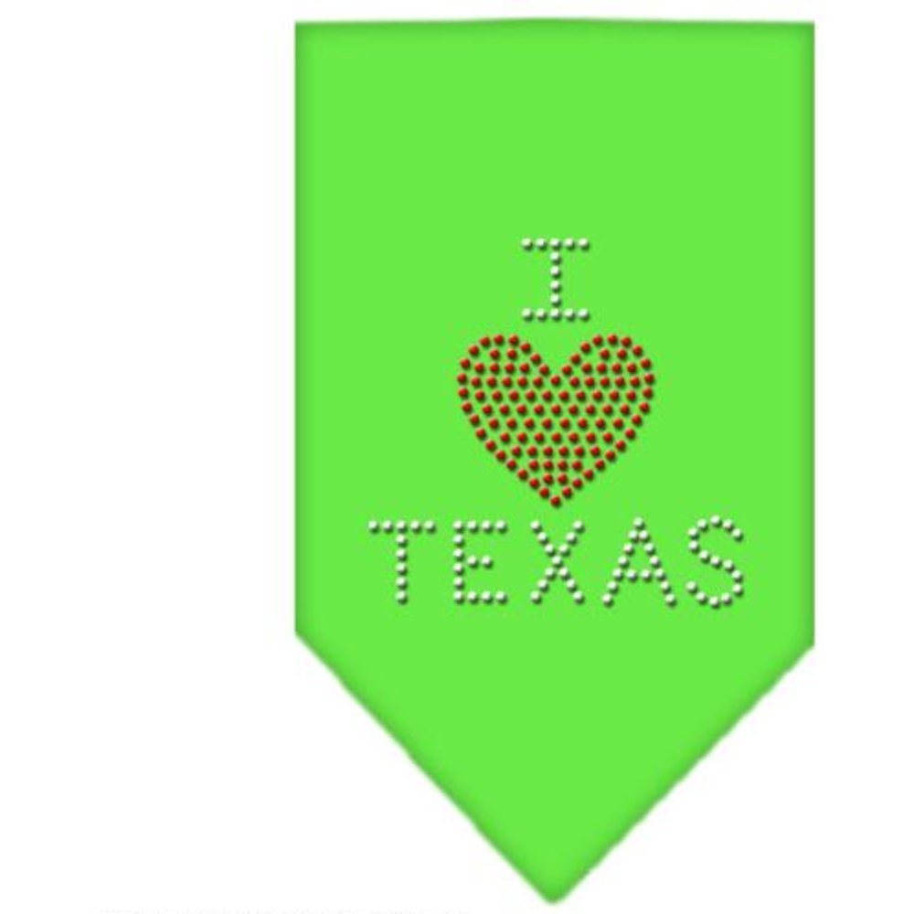 Mirage Pet Products I Heart Texas Rhinestone Bandana, Large, Lime Green