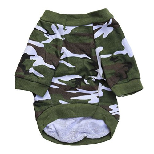 Droolingdog Camo Dog T-Shirt - Green Small To Medium Dog Outfits; Shirt For Boys