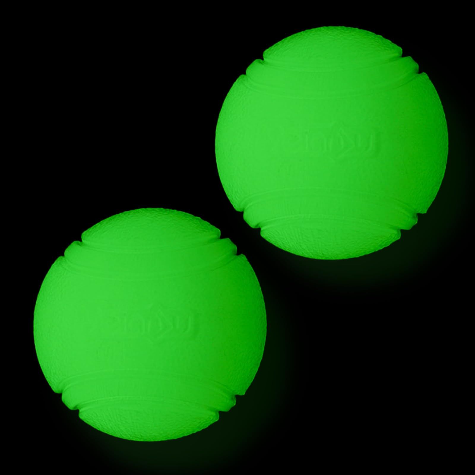 Vitalili 2 Pcs Glowing Fetch Ball For Dogs - Rubber Toy Water Ball, High Bounce Training Chew Resistant For 60+ Lbs Belgian Mali