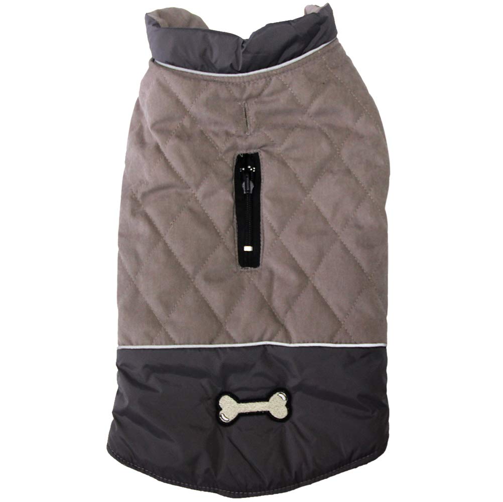 Vecomfy Reversible Dog Coats For Small Dogs Waterproof Warm Puppy Jacket For Cold Winter,Grey S