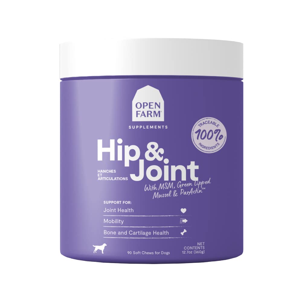 Open Farm Hip & Joint Chews, Dog Supplement, Dog Vitamins, Supports Joint Health and Mobility Using Traceable and Vet-Approved I