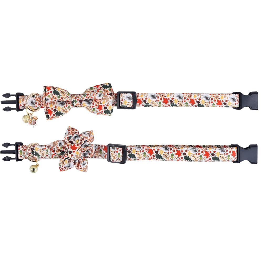 Thanksgiving Day Dog Collar Fall With Sunflower And Bell Autumn Holiday Adjustable Pet Collars For Dogs (Turkey,Large)