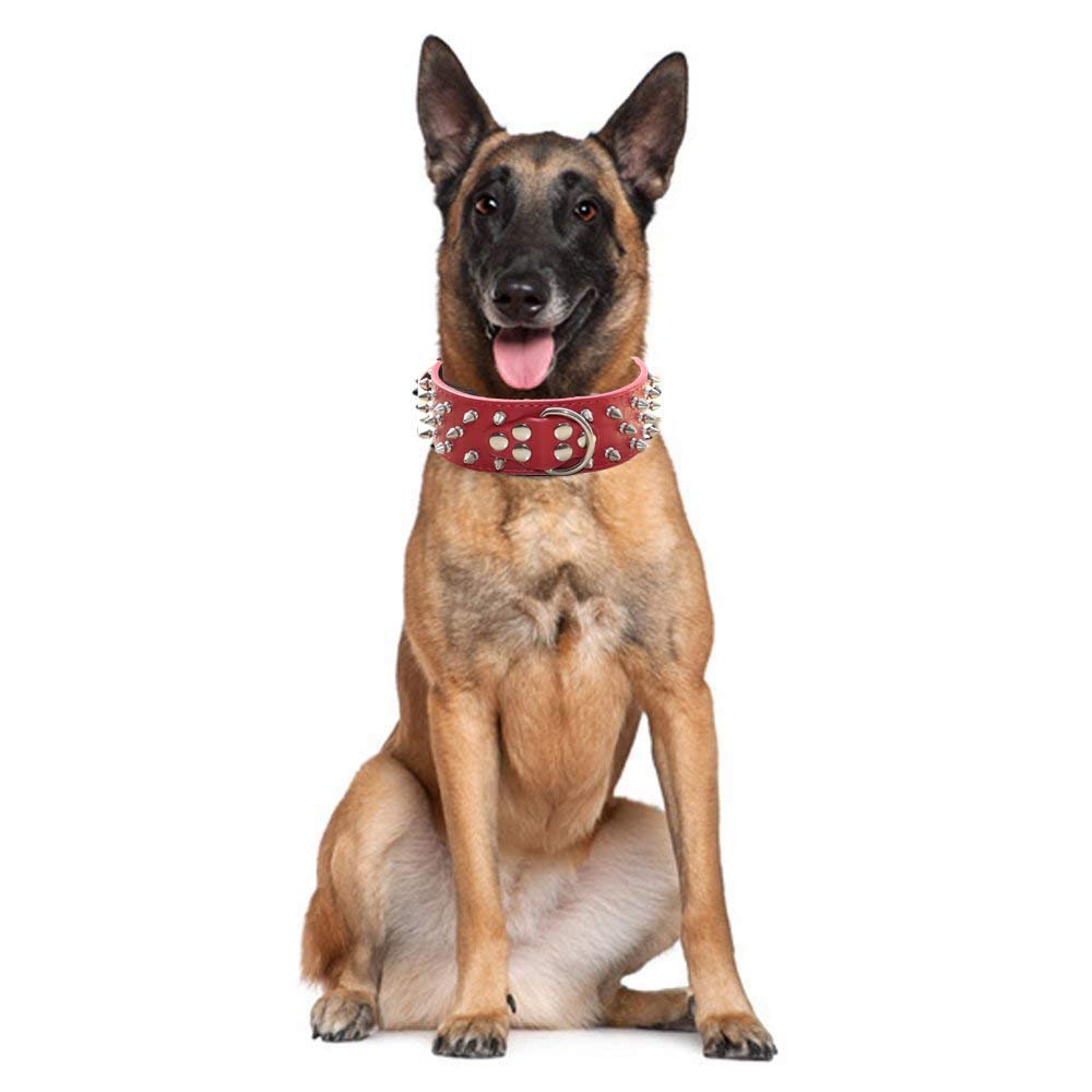 Serijoars Spiked Studded Dog Collar, Pu Leather Dog Collar, Adjustable Pet Collars For Medium Or Large Breed Pet (M, Black1)
