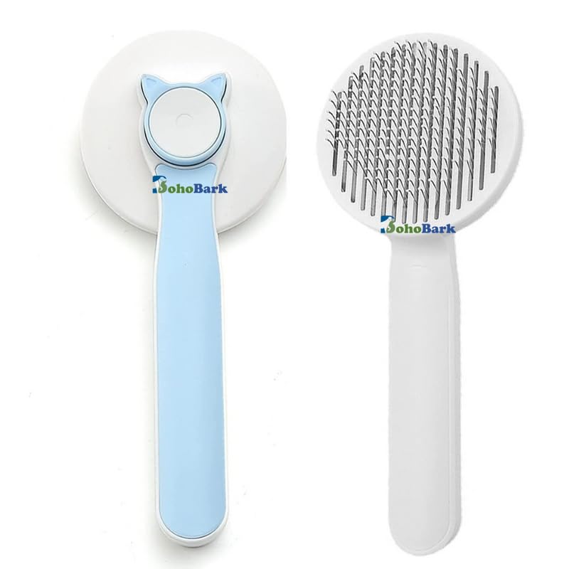 Bohobark Professional Slicker Brush For Dogs And Cats SelfCleaning Grooming Comb For Dematting Detangling & Deshedding