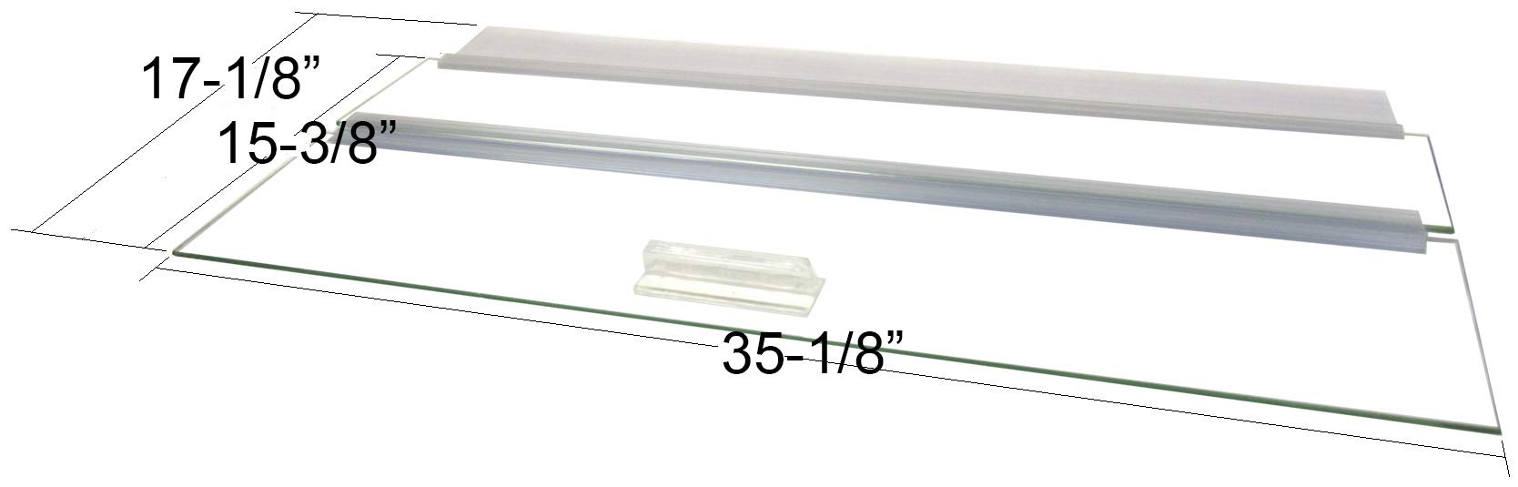 Glass Canopy Single Piece for Aquariums Without Center Braces (for Tank Without Center Brace, 36 L x 18 W)