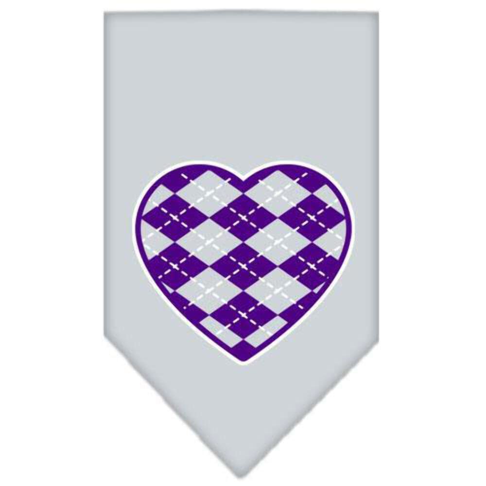 Mirage Pet Products Argyle Heart Purple Screen Print Bandana for Pets, Large, Yellow