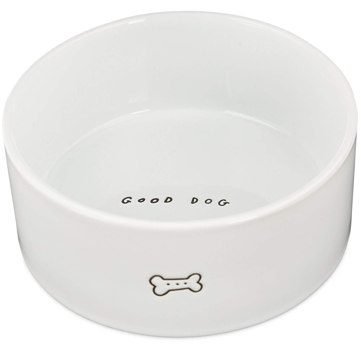 Harmony Ceramic Dog Bowl, 3 Cups, Medium Size, White, Durable and Stylish Pet Dish